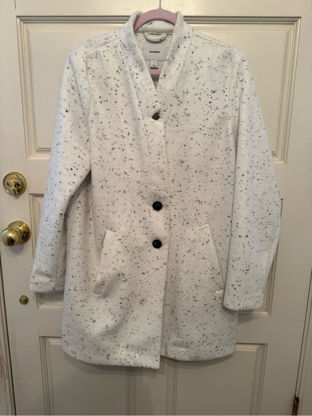Old Navy White Speckled Pea Coat